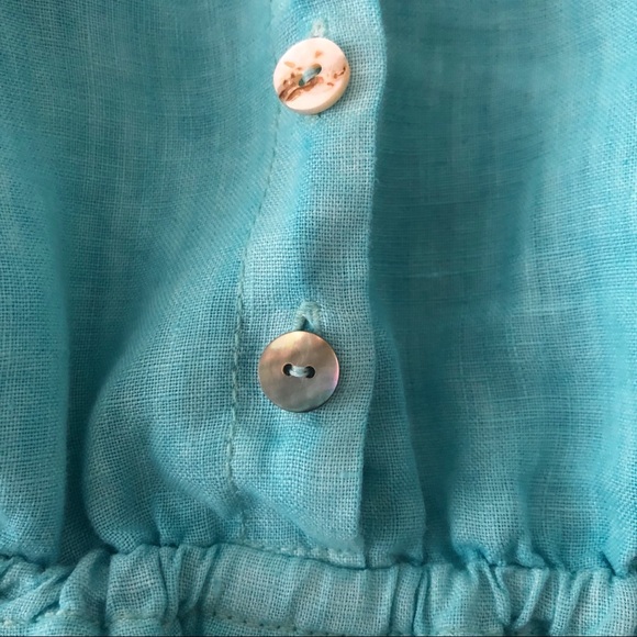 On the Road Aquamarine Linen Ruffle Dress - Picture 5 of 8